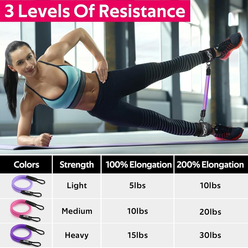 WALITO Ankle Resistance Bands with Cuffs, Exercise Bands for Legs and Butt, Booty Workout Equipment for Kickbacks and Hip Fitness Training - Image 3
